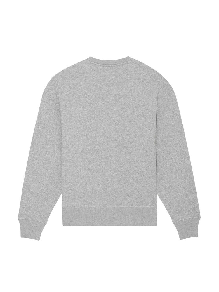 Grå sweatshirt set bagfra – minimalistisk design i 100% økologisk bomuld

