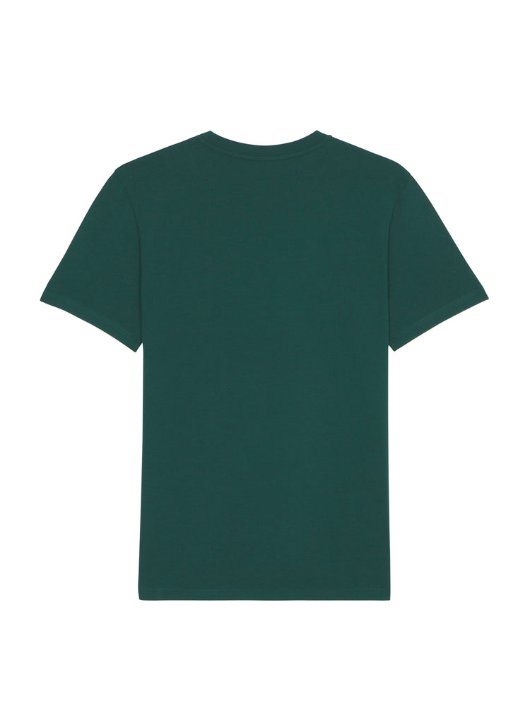 Grøn blank heavy T-shirt uden tryk set bagfra – 100% økologisk bomuld og loose fit

