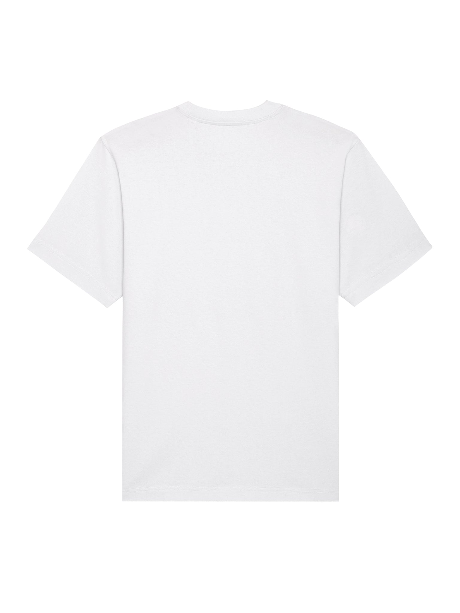 Hvid T-shirt med logo set bagfra – comfy cut i 100% økologisk tekstil
