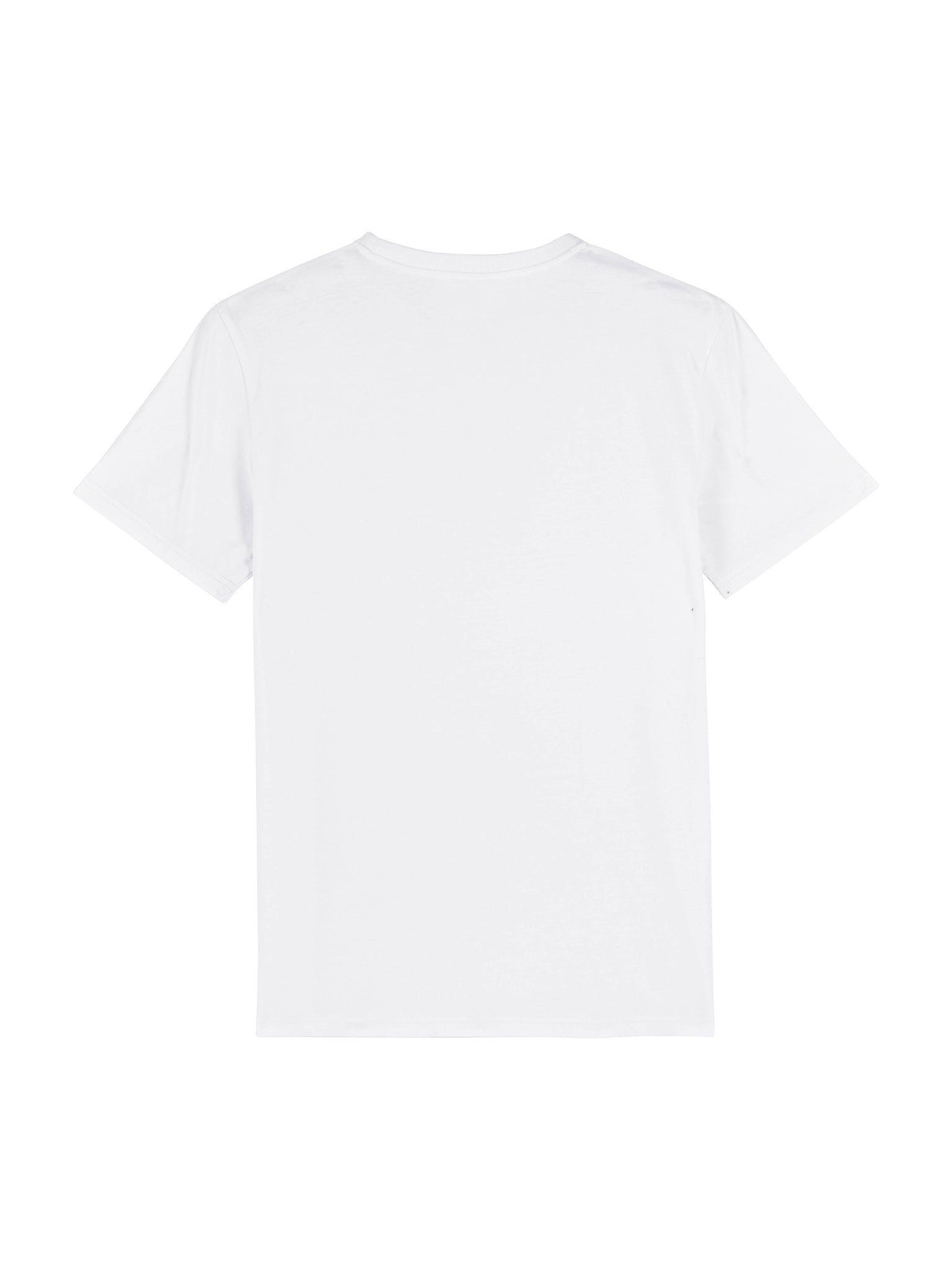 Hvid T-shirt set bagfra – enkelt produktbillede i 100% økologisk bomuld
