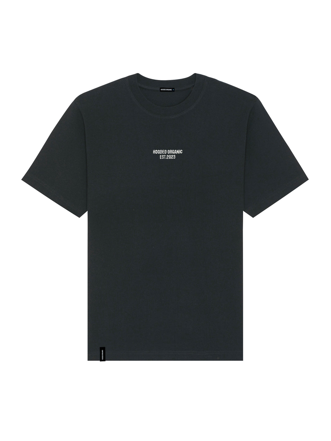 Sort blank T-shirt uden print set forfra – loose fit i 100% økologisk bomuld
